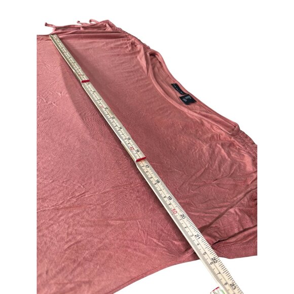 Tahari Womens Large Coral Ruched Sleeve Rayon Blend Top - Picture 8 of 8